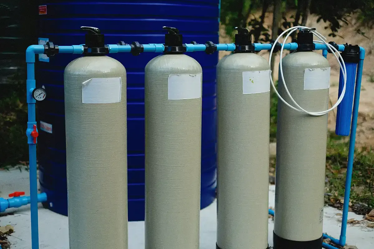 gas tanks connected by pipes for industrial use